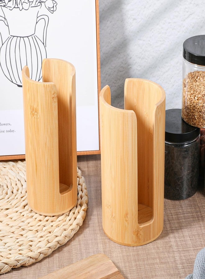Exclaith 2 Pcs Mason Jar Lid Organizer, 2 Size Bamboo Mason Jar Lids Storage, Vertical Masons Jars Lid Storage, Bamboo Cup Lids Organizer, Stackable Steady for Kitchen Countertop Cupboard - Image 5